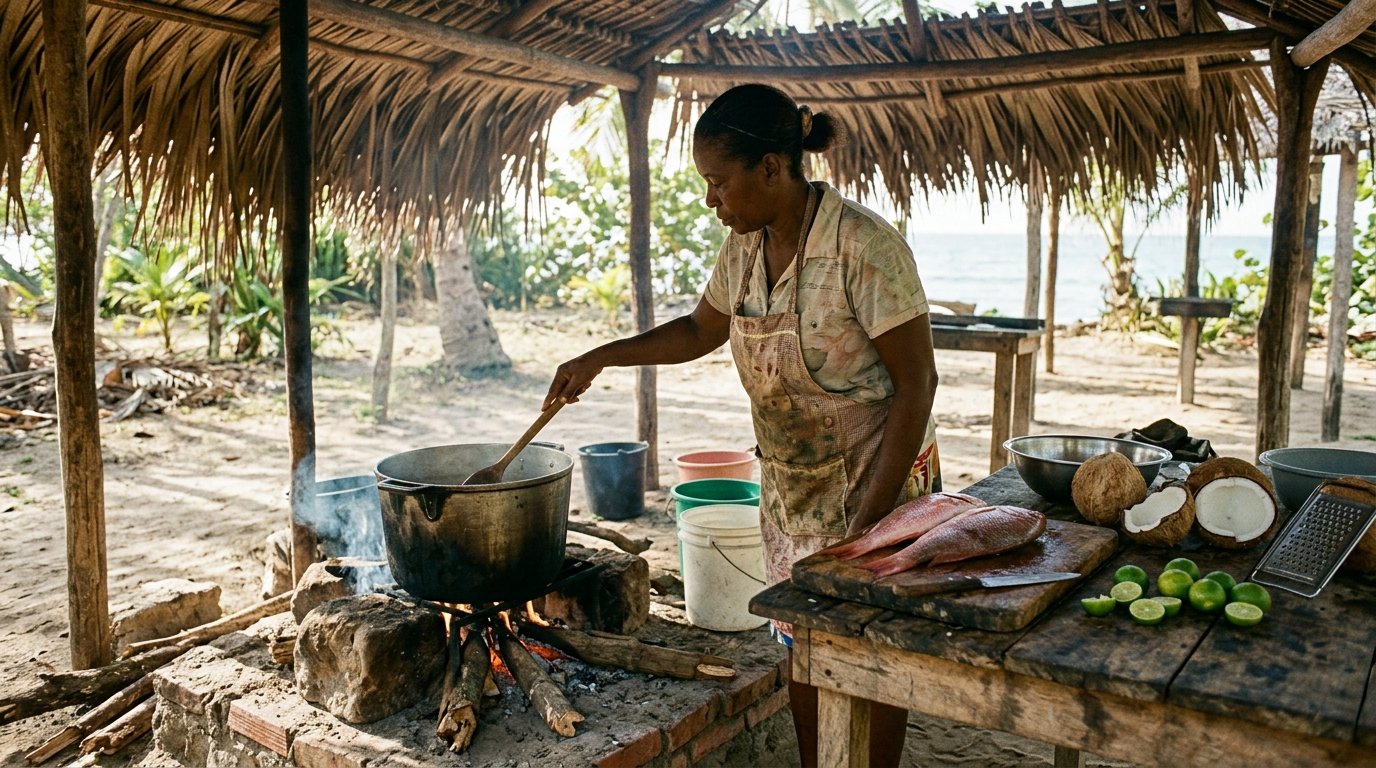 Cocina de la señora del barrio